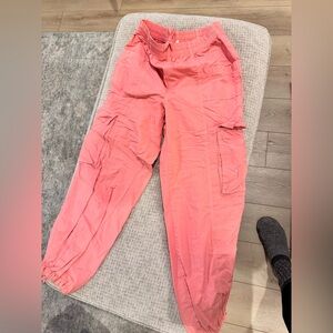 aerie Coral Pink Cargo Track Joggers